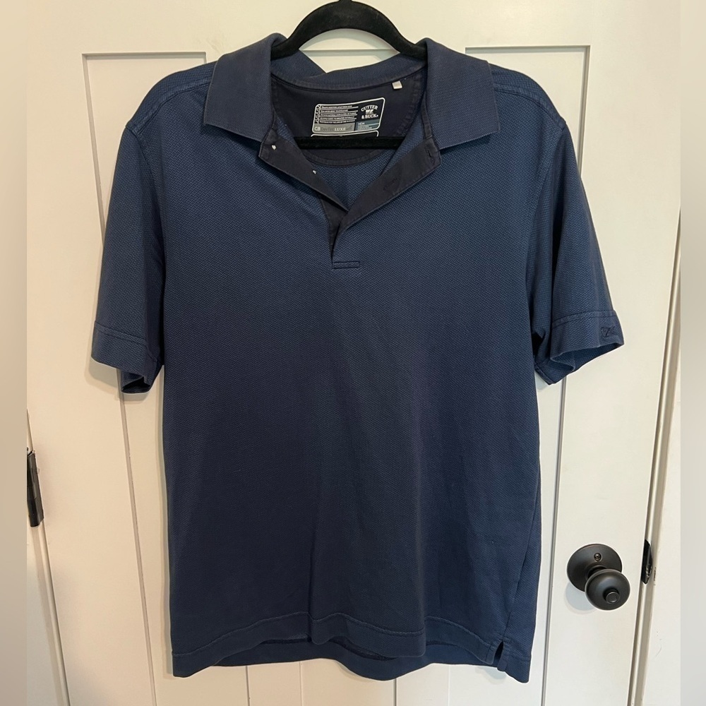 Cutter and Buck Polo Shirt Mens M Blue Golf Breathable Casual Tennis Boating